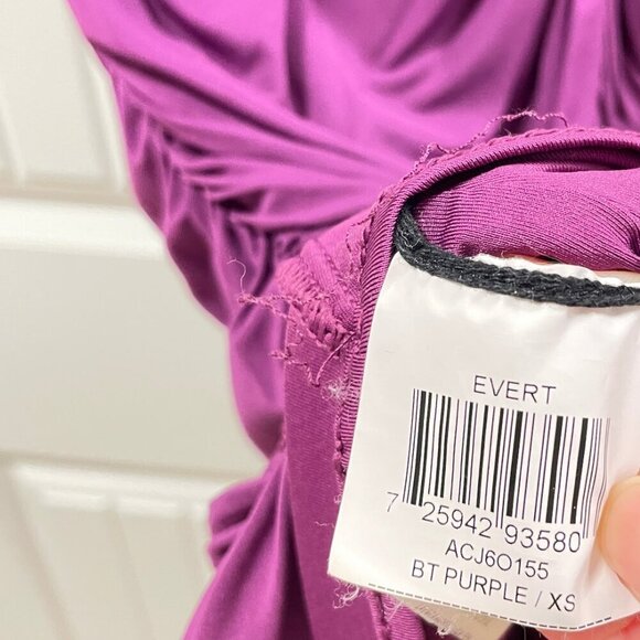BCBGMaxAzria Evert Ruched V-Neck Dress Purple – XS - Picture 11 of 16